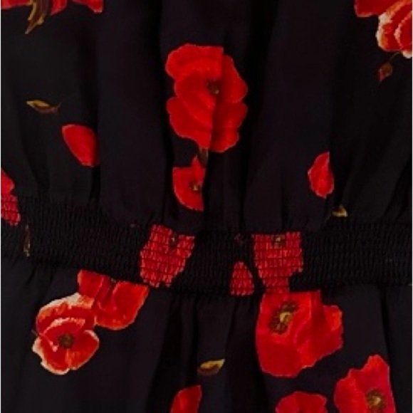 Intermix Kayla Poppy Floral 100% Silk Mini Short Dress, Black/Red, Size 0 - Picture 14 of 16